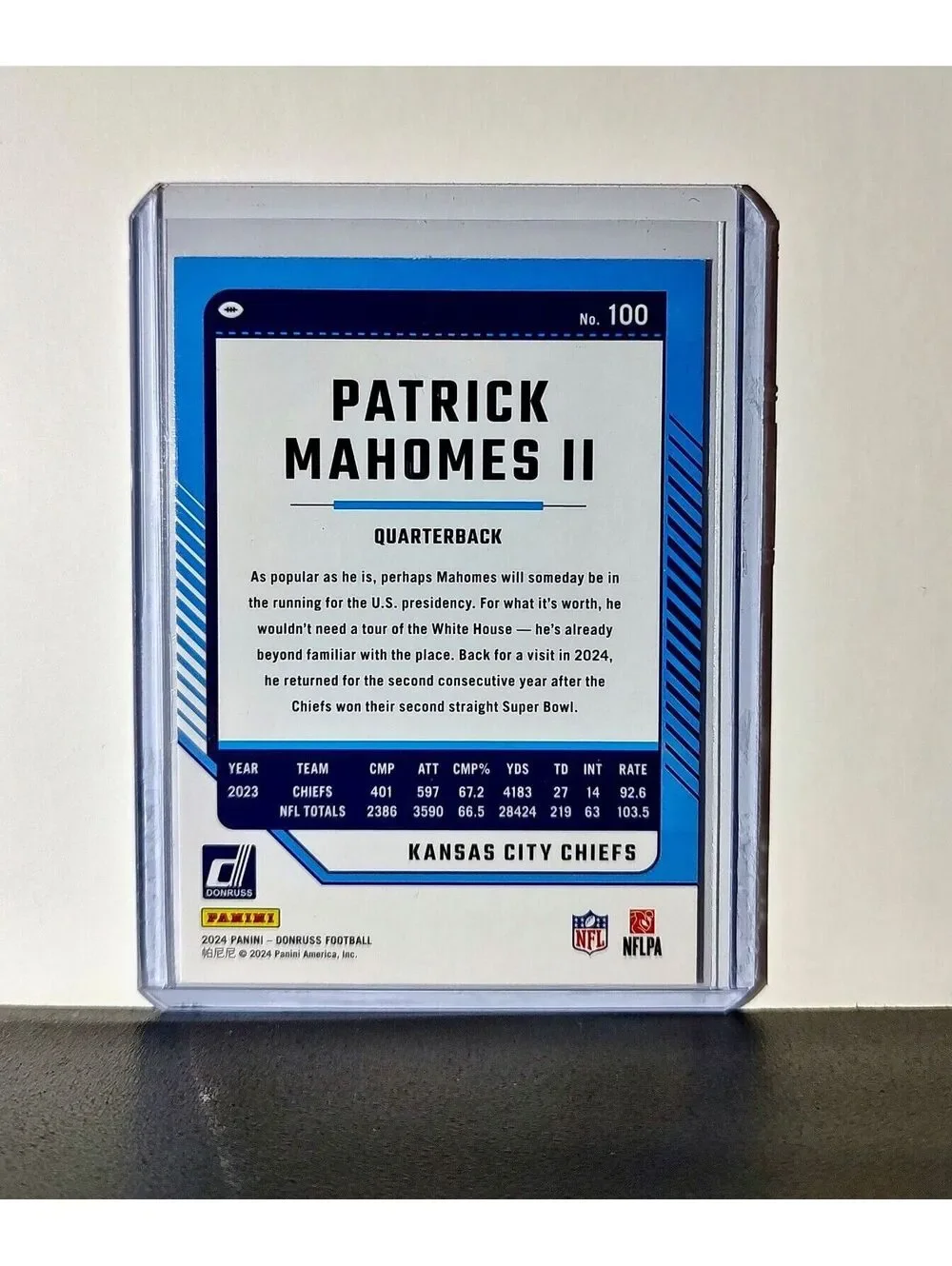 Patrick Mahomes II 2024 Panini Donruss NFL #100 Card Kansas City Chiefs